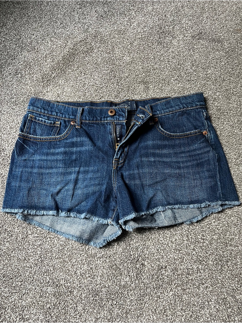 Lucky Brand Dark Blue Frayed Hem Denim Shorts